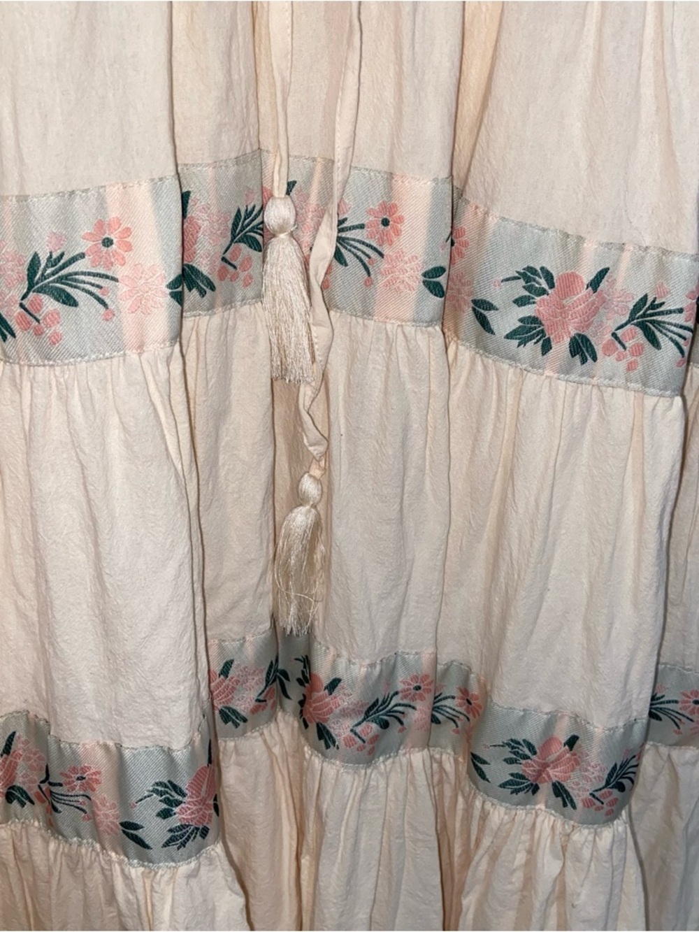 Ivy City Dress Womens Small Holland Floral  Midi Cottagecore Feminine Boho Cream - Picture 7 of 10